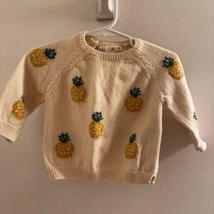 Zara Cream Sweater with Yellow Pineapples